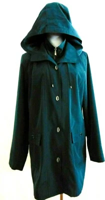 FLEET STREET WOMENS ALL SEASON COAT POLYESTER RAINCOAT GREEN POLYESTER COAT SZ M - Image 1 of 4