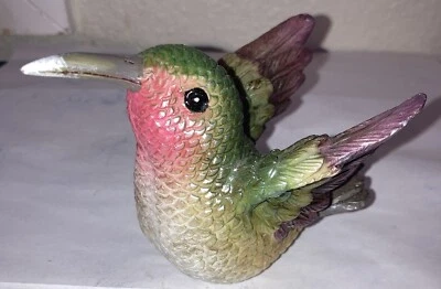 Colibrí rosa verde y ligero primavera pájaro estatuilla resina colibrí decoración kk23 Foto 1 de 3