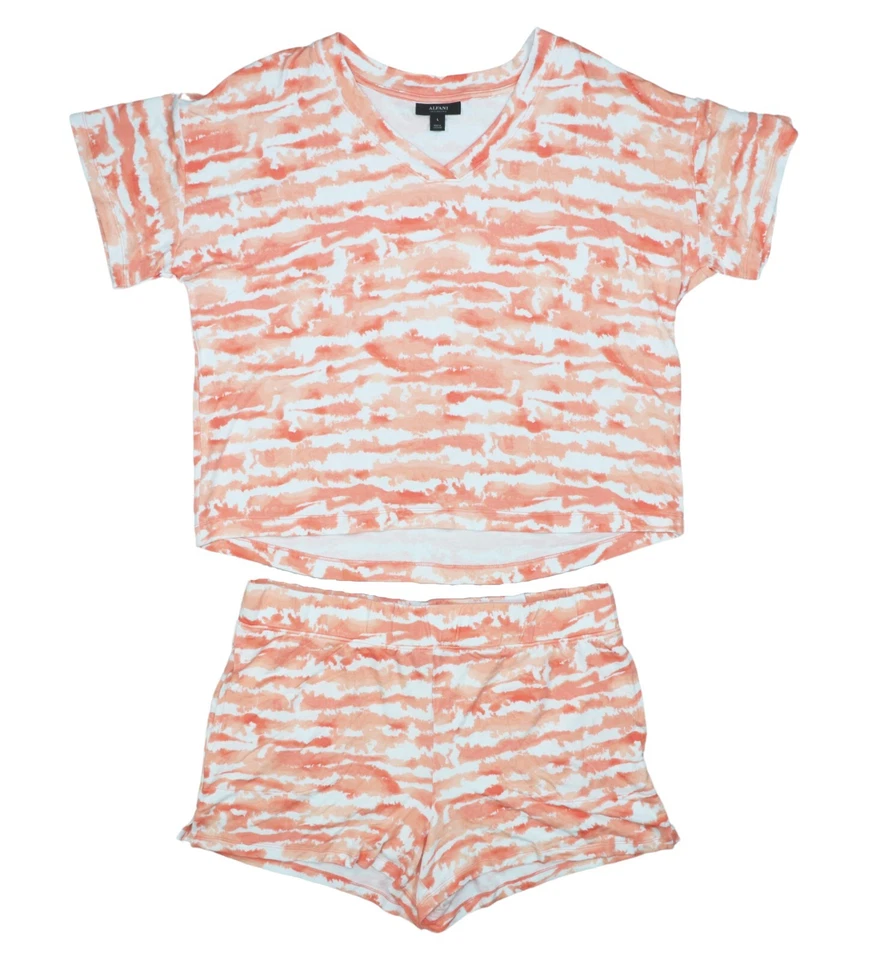Alfani Intimates 2-Piece V-Neck Top  & Shorts Women's Pajama Set NWT Peach - Image 1 of 1