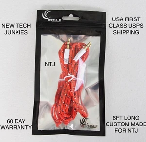 3.5mm male stereo audio aux fabric braided cable for iPod iPhone 4s 5 6 plus mp3 - Picture 1 of 31