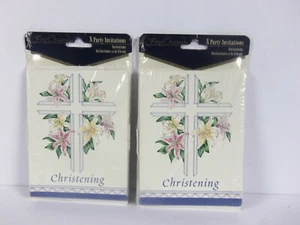 2 Party Occasion Eight Christening Party Invitations And Eight White Envelopes  - Picture 1 of 2