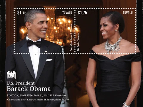 Tuvalu 2013 - President Barack Obama - Souvenir Stamp Sheet - Scott #1263 - MNH Cover