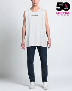 RRP€490 DOLCE & GABBANA T-Shirt Size M Embroidered Logo Sleeveless Made in Italy - Imagen 1 de 6