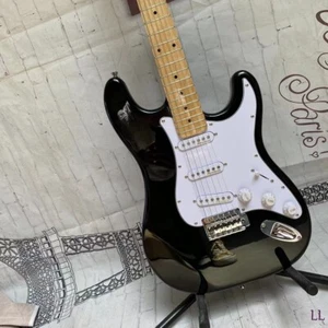 US Black Electric Guita Solid ST Chrome Hardware Tremolo white guard Hot Sale - Picture 1 of 12