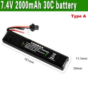 1Pack 2000mAh 7.4V 30C Batteria Lipo per RC Acqua Giocattolo Pistola Jinming Gen8 M4a1 SCAR - Foto 1 di 1