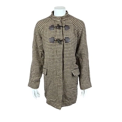 Abrigo de lana para mujer Isaac Mizrahi pata de gallo marrón talla 12 Foto 1 de 2