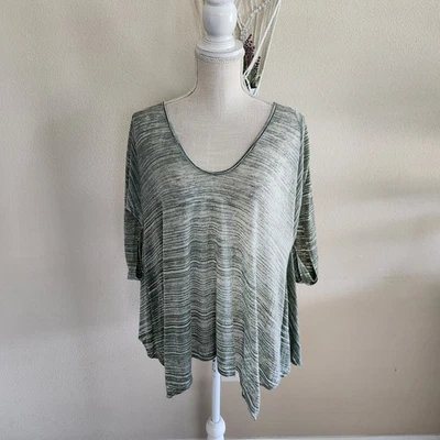 Helmut Lang Womens Green Threadbare Domlan Sleeve Top Size Large Lagenlook - Image 1 of 4