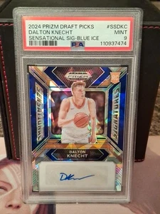 2024 Dalton Knecht PSA 9 Panini Prizm Lakers Rookie Blue Ice Auto 20/75 RC Sig - Picture 1 of 2