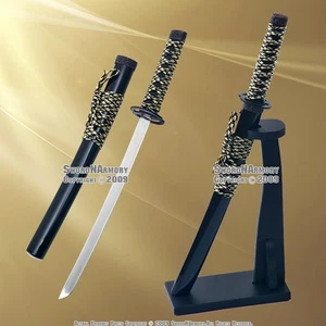Apri lettere spada katana samurai nero Musashi con supporto verticale - Foto 1 di 4