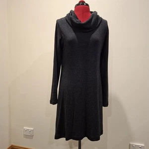 Smitten Merino Cowl Neck Long Sleeve Dress Grey Size 8 - Picture 1 of 10