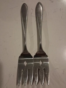 2 Interpur Stainless Steel Pierced Serving Meat Fork Japan 8.5" L Silver Vintage - Picture 1 of 4