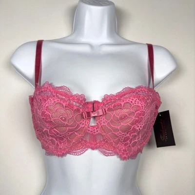 NWT Frederick's Of Hollywood Cindy Lace Pink Balconette Underwire Bra Size 32DD - Image 1 of 4