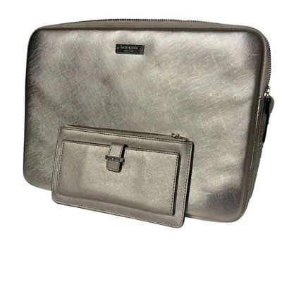 Juego de funda y billetera para computadora portátil Kate Spade estuche técnico de cuero Saffiano dorado rosa Foto 1 de 4