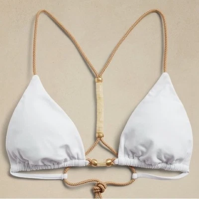 ViX Swimwear by Paula Hermanny Solid BROOKE T Back Bikini Top -  White - Size L - Image 1 of 4