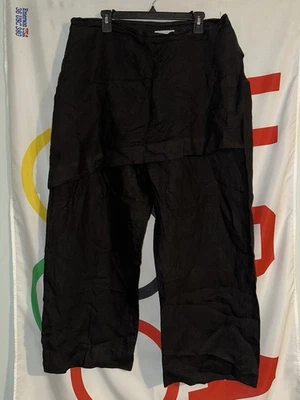 Pantalones Bryn Walker de lino de pierna ancha para mujer XL negros de playa hechos en EE. UU. tiro alto Foto 1 de 4