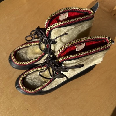 Botas de piel de foca vintage Selskinnstøvletter/mukluk estilo cuero rojo/bronceado para mujer 6 Foto 1 de 4