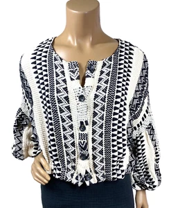 Ivy Jane Black White Cropped Cardigan Size L Drop ShoulderFull Sleeves Buttons - Picture 1 of 13