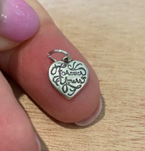 Sterling Silver Tiny 11x10mm Heart says Forever Yours Charm! - Picture 1 of 5