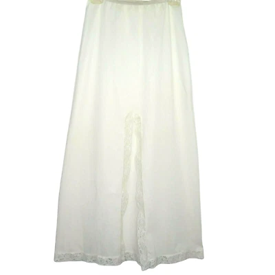 Van Raalte White Nylon Maxi Half Slip Womens XS Lace Front Slit Vintage 60s USA - Image 1 of 4