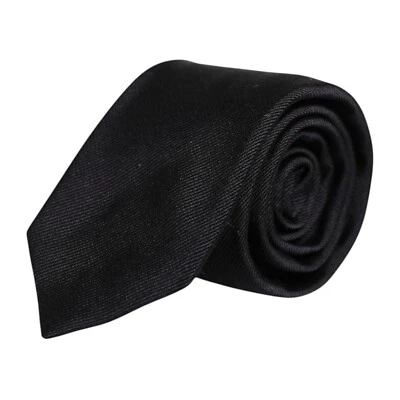 DOLCE & GABBANA Tie Black Solid 100% Silk Adjustable Necktie Accessory 170usd - Image 1 of 4
