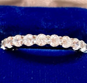 14K massiver Weißgold 2 kt runder Moissanit volle Ewigkeit Hochzeit/Jubiläum Ring - Bild 1 von 4