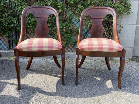 American Late Classical French Empire Gondola Chairs - Matching Set of 2 Cover