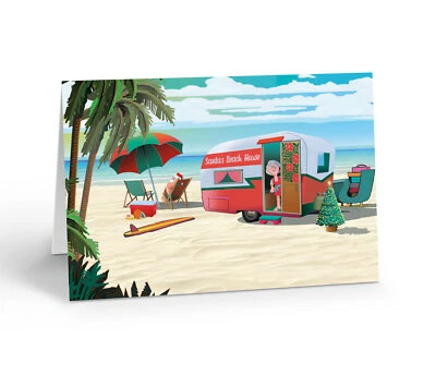 STONEHOUSE COLLECTION Santa's Beach Camper Christmas Card - 18 Holiday Cards and 19 Envelopes-30098