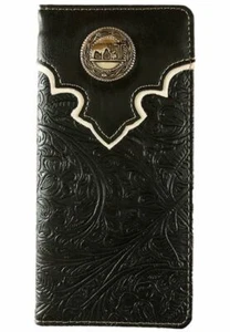 Cross Praying Cowboy Mens Wallet Western Bifold Check Book Style W089-27 Black - Picture 1 of 3
