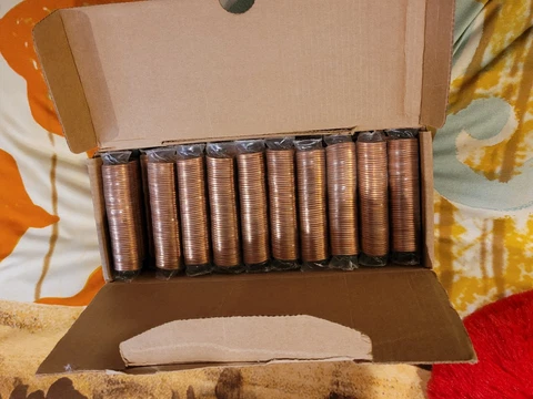 1995 P Uncirculated Penny Cent Roll In Brinks Clear Wrapped Tube Double Die? OBW Cover