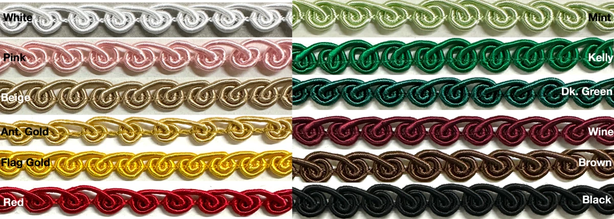 49 Yards White Gimp Braid Trim – 1/4 Inch Woven Polyester Ribbon For DIY Curtains & Sewing Crafts-380884