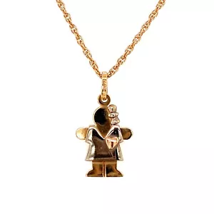 14K Two Tone Gold Baby Girl Charm Necklace Pendant Mother’s Day Jewelry 1.7g - Picture 1 of 3