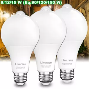 LED PIR Auto Motion Sensor Light Bulb 5/9/12/15W(Eq.50/90/120/150W)Energy Saving - Picture 1 of 50