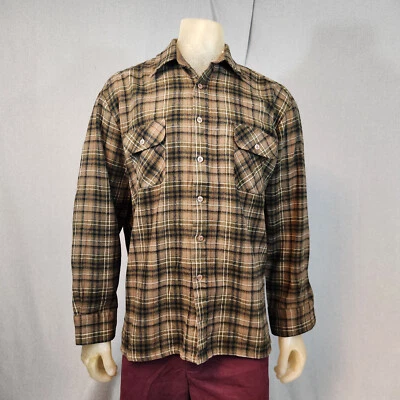Vintage Carson Pirie Scott Brown Plaid Flannel Shirt XL XLARGE 17 1/2 Collared - Image 1 of 4