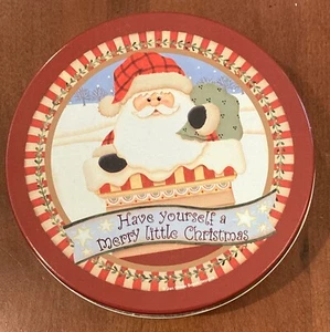 VINTAGE SANTA CLAUS ROUND METAL COLLECTOR'S TIN - 6.5" DIAMETER - 1.75" TALL - Picture 1 of 5