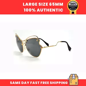 Miu Miu MU 56RS 7OE1A1 Sunglasses Gold Butterfly Gray Non-Polarized 65-19-135mm - Picture 1 of 4