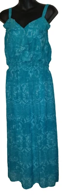 Maxi Vestido Desteñido Glory Teal Talla 1X 16 Y2K Turquesa Volantes Romántico Fluido Playa Foto 1 de 4