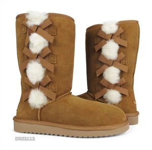 Koolaburra by UGG Victoria Tall Chestnut Suede Fur Boots Womens Size 9 -NIB- - Picture 1 of 1