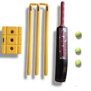 MRF Kashmir Willow Cricket Bat, Stumps Sets, 3 Tennis Soft Balls Cricket Kit - Picture 1 of 8