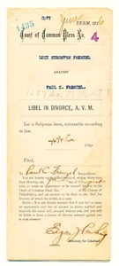 CITACIÓN POR DIFAMACIÓN EN DIVORCIO 1916 - LUCY Y PAUL FRENZEL - PHILADELPHIA PA - Imagen 1 de 4