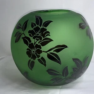 ANTIKE VINTAGE GRÜNE KAMEE KUNST GLAS RUNDE VASE GALE STIL - Bild 1 von 14