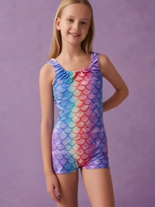 Big Girls Unitard Unbranded Big Girls Mermaid Scales Unitard Size 10 Multicolor - Picture 1 of 4