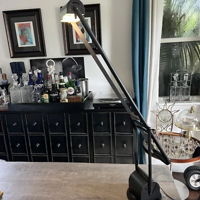 MCM Lite Source Halotech Feather Desk Lamp LED Swing Arm Jet Black Approx 33” - Image 1 of 4