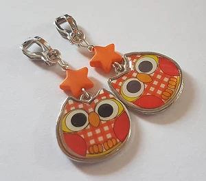 OHRCLIPS  KINDEROHRCLIPS  EULEN  STERNE ROT ORANGE - Bild 1 von 1