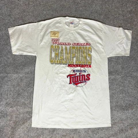Minnesota Twins Mens Shirt Extra Large White Vintage 1991 World Series Baseball Cover