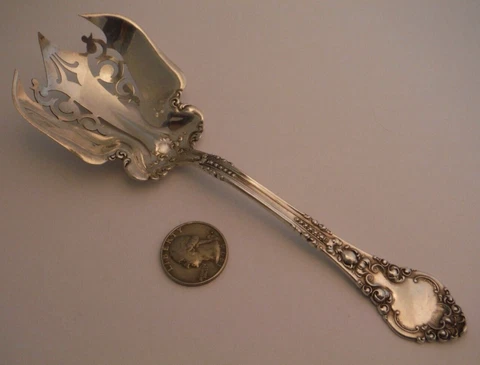 ANTIQUE Sterling Silver Fancy Serving Fork ATHENIA by WENDELL MFG. CO c.1890 Cover