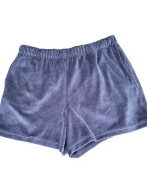 Aeri NEW Dark Blue Velour XXL Tall High Rise Comfort Pull On Shorts Pockets - Image 1 of 4
