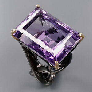 26x19 mm 45 ct+  IF Amethyst Ring Silver 925 Sterling  Size 8 /R192786