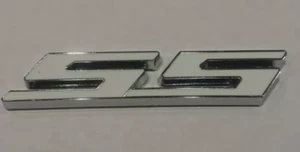 White with Chrome edge SS Fender Trunk Emblem for Chevy Camaro Cobalt Impala 1pc - Picture 1 of 1