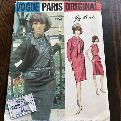 1960’s Vintage VOGUE Sewing Pattern Laroche #1293 Suit Blouse  Sz 14/ 34 UC/FF - Image 1 of 4