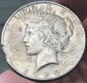 Peace Dollar 1925 mit Double Clipped Planchet Error - Bild 1 von 2